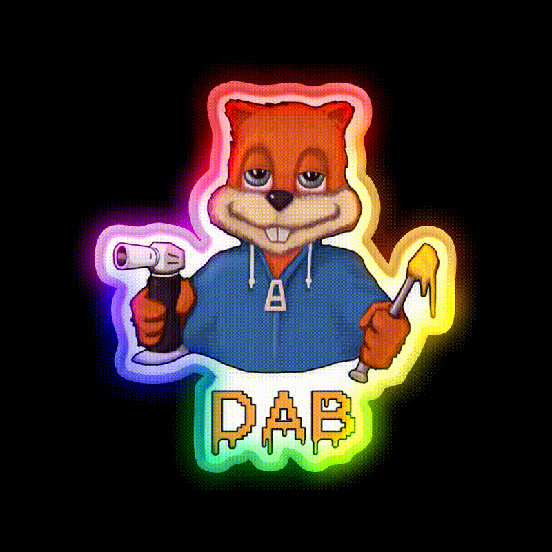 Squirrel Dab Hemp Inspired Green Leaf Led Neon Sign Rgb Color - LED neon sign close-up detail