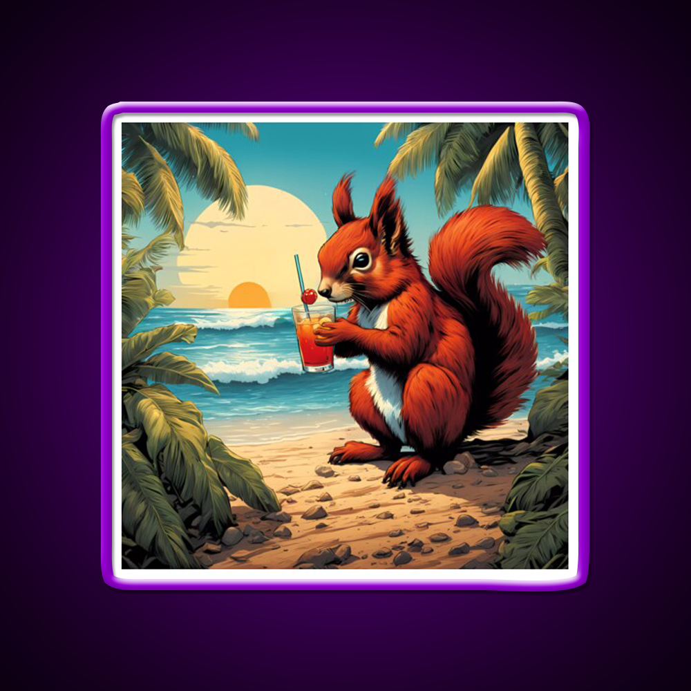 Squirrel On Tropical Beach Drinking Cocktail Bar Decor Led Neon Sign Rgb Color - LED neon sign view 9