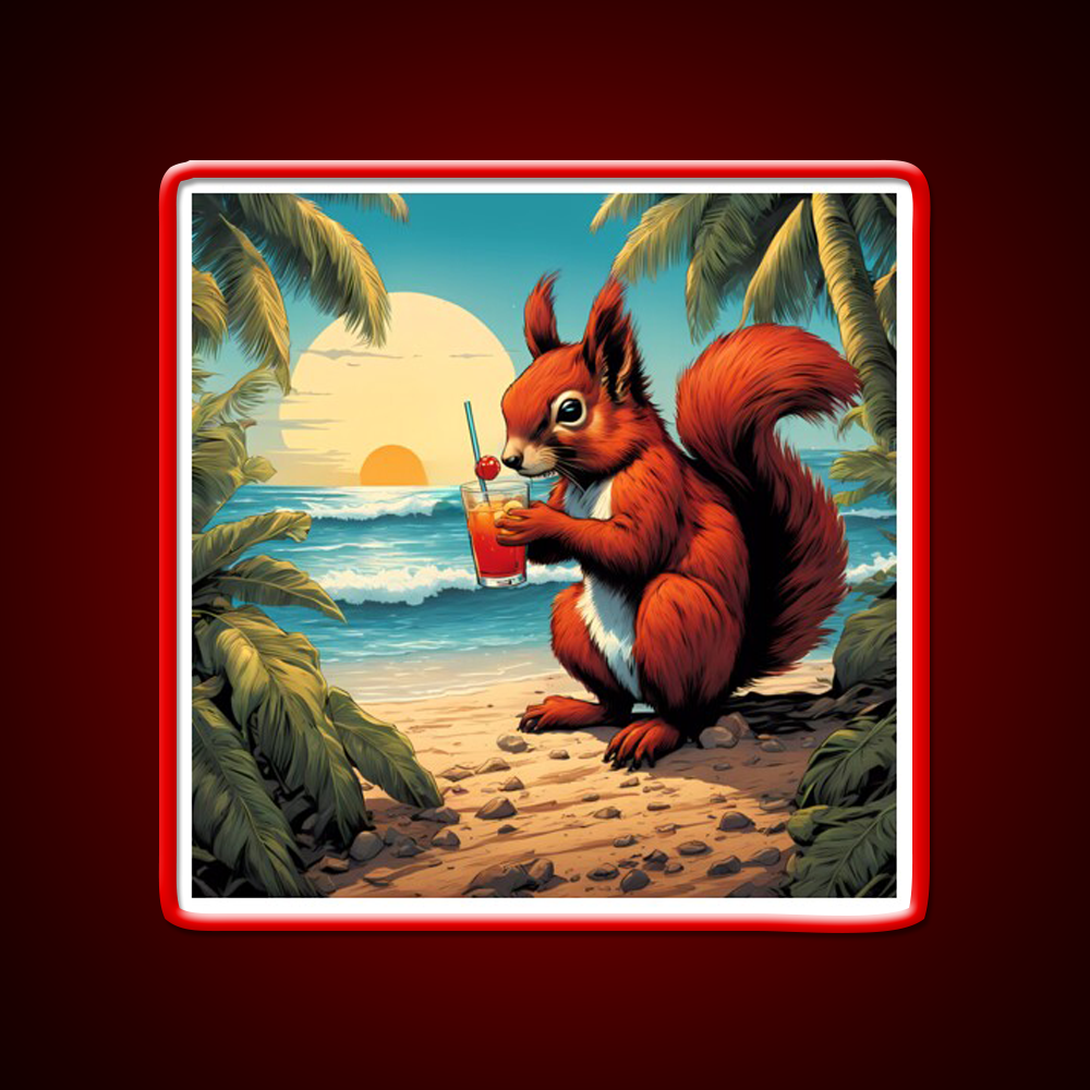 Squirrel On Tropical Beach Drinking Cocktail Bar Decor Led Neon Sign Rgb Color - LED neon sign view 10