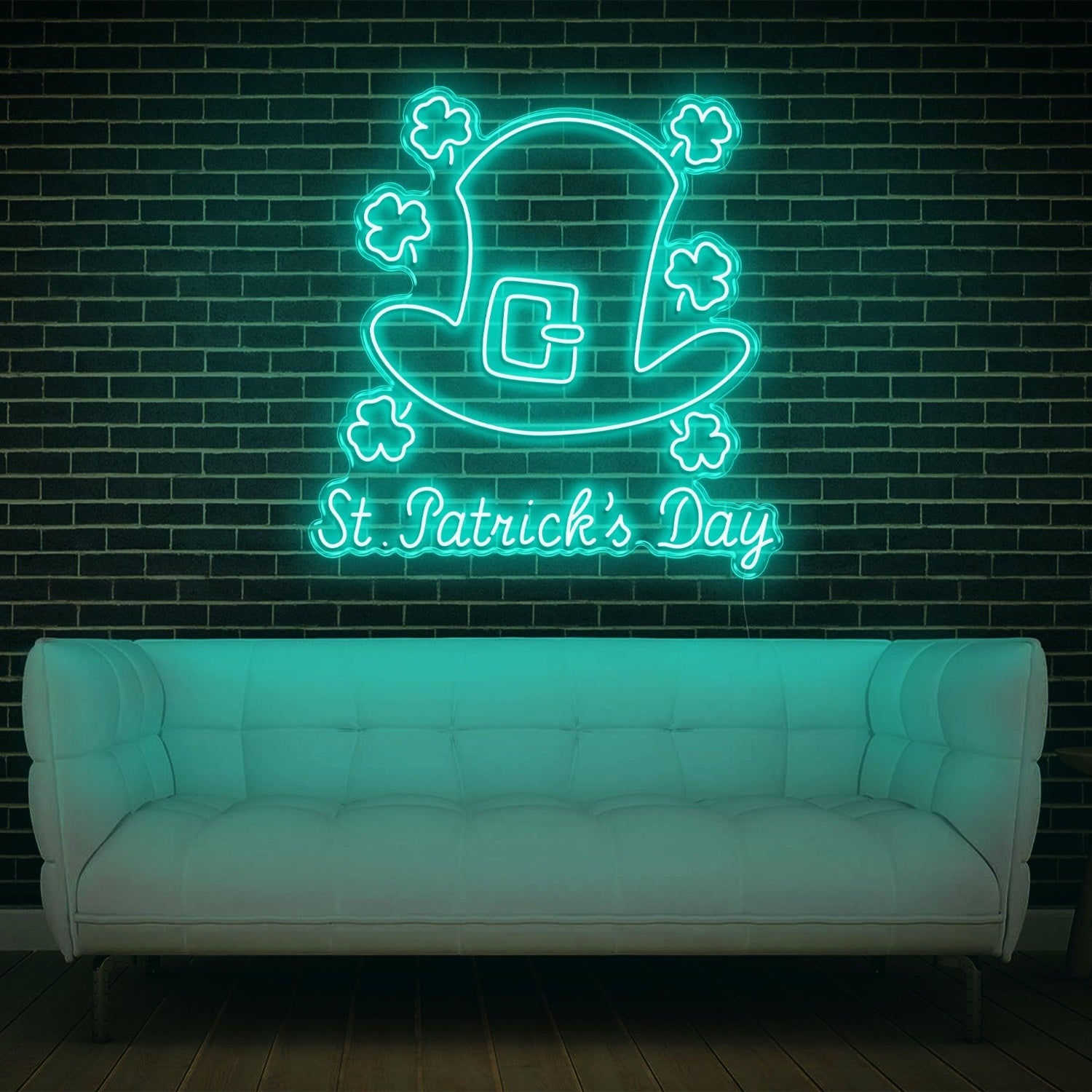St Patricks Day Clover Hat Orange Led Neon Sign Indoor Decor | Shineneon
