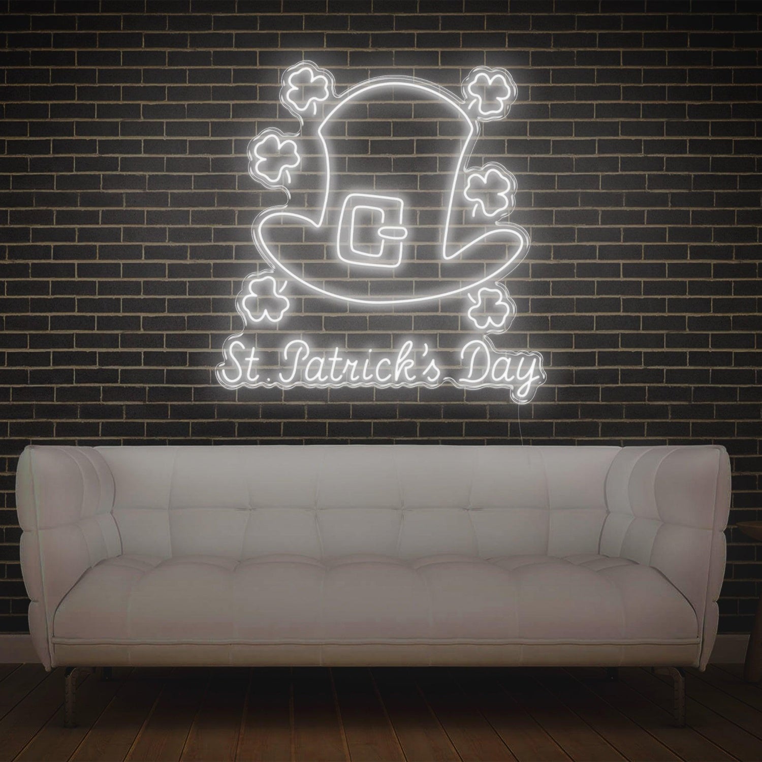 St Patricks Day Clover Hat Orange Led Neon Sign Indoor Decor | Shineneon