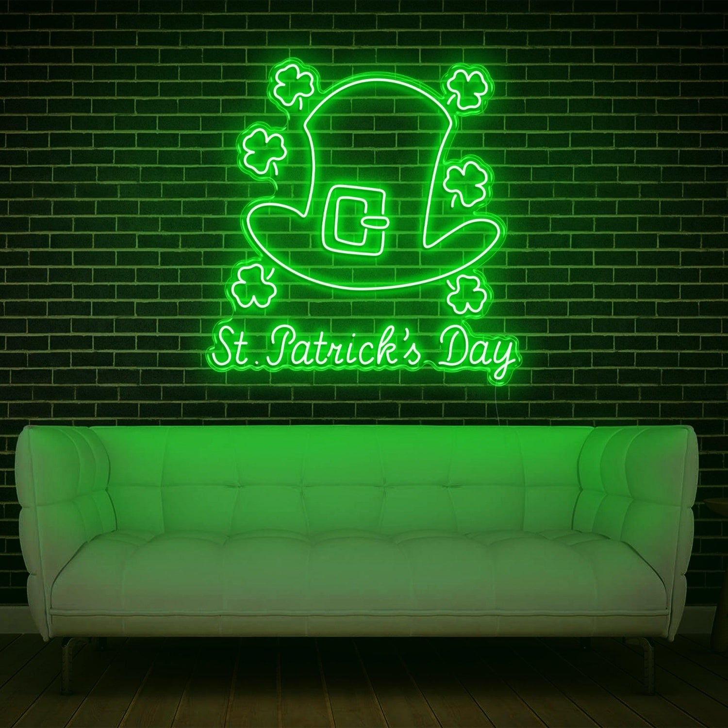 St Patricks Day Clover Hat Orange Led Neon Sign Indoor Decor | Shineneon