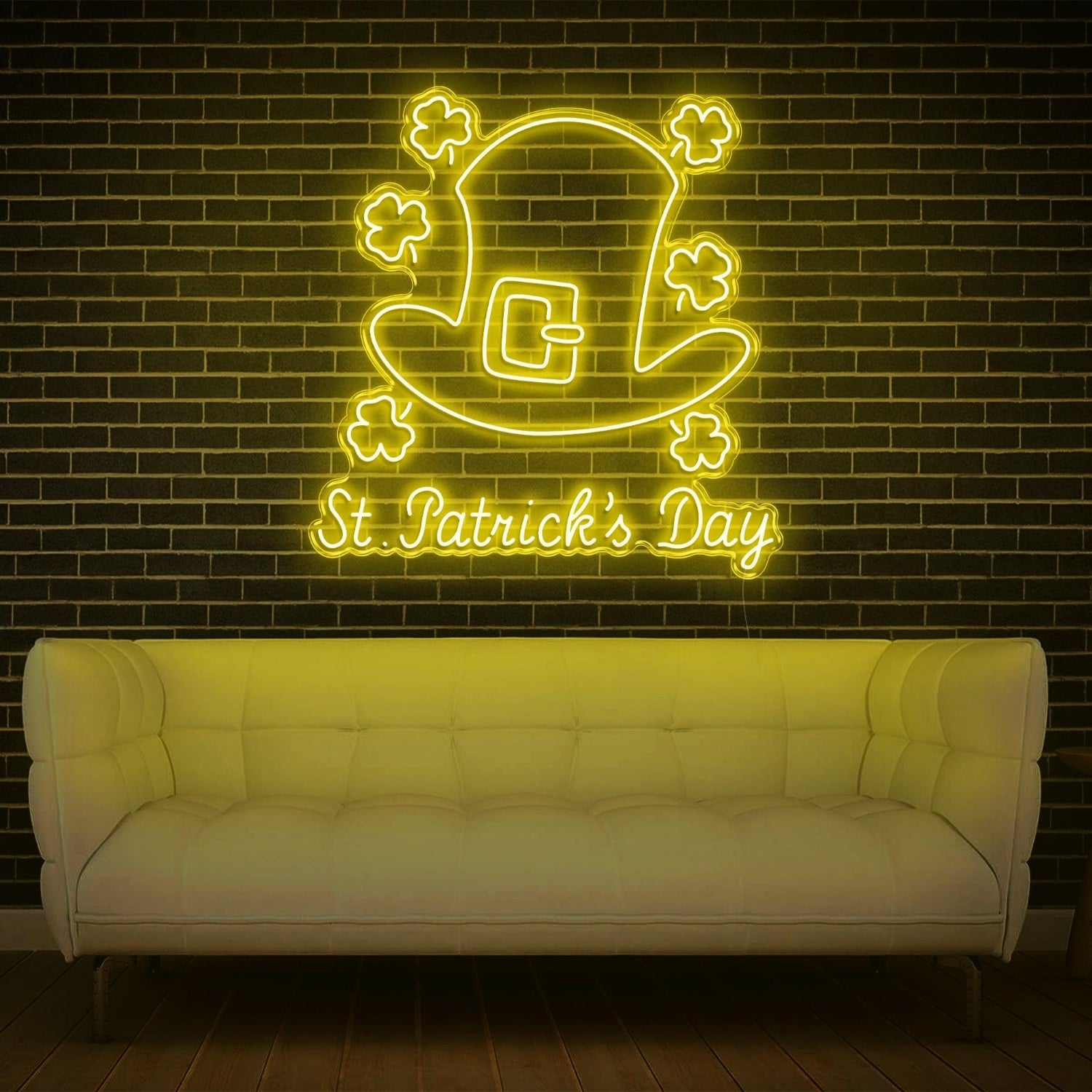 St Patricks Day Clover Hat Orange Led Neon Sign Indoor Decor | Shineneon
