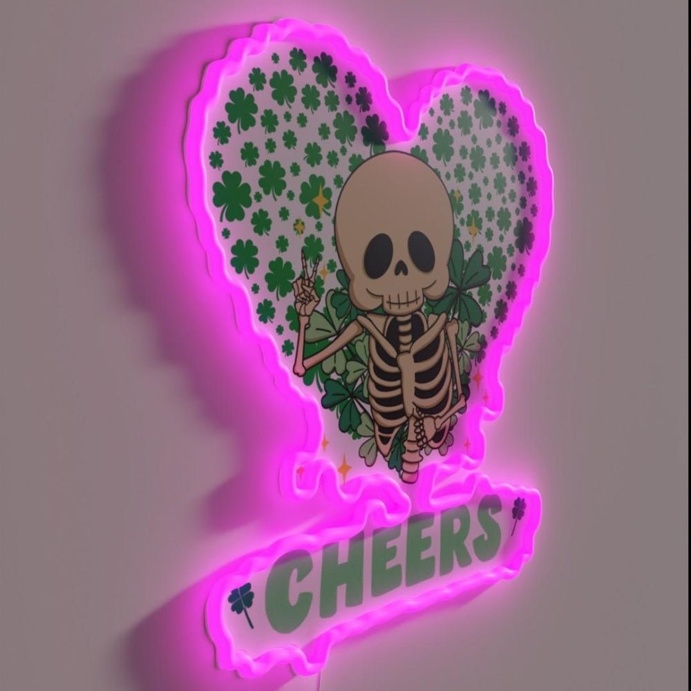 St Patricks Day Lovely Skeleton Cheers Rgb Led Neon Sign - Shineneon