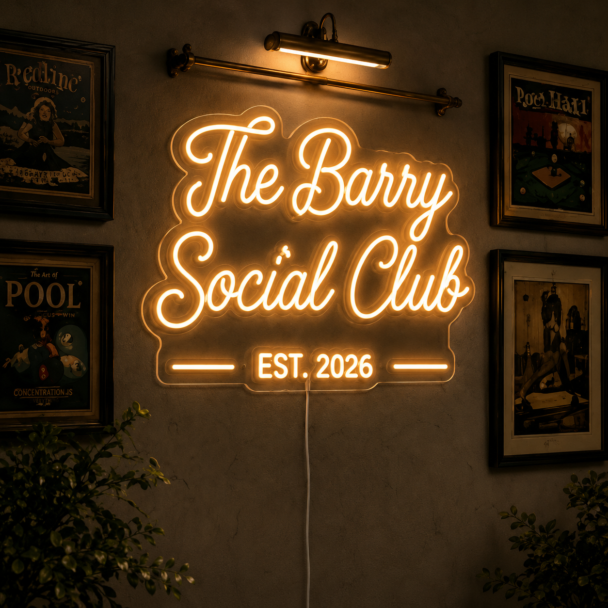 The Barry Social Club EST. 2026 Custom LED Neon Sign (LED preview)