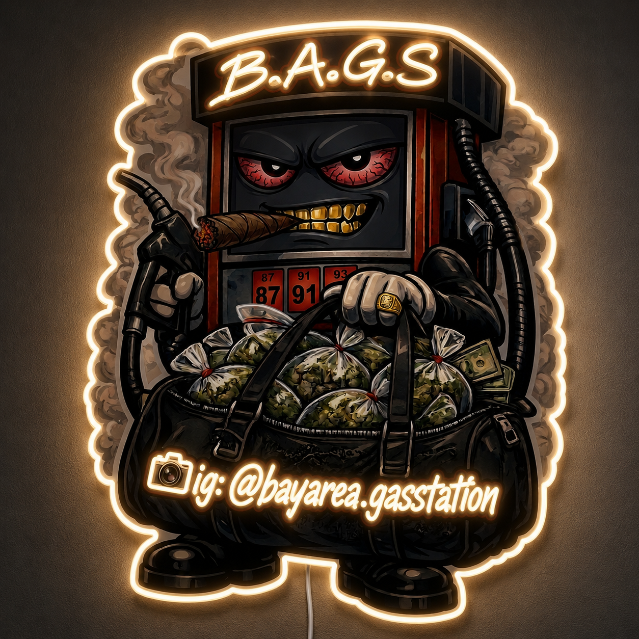 B.A.G.S ig: @bayarea.gasstation Custom LED Neon Sign (LED preview)