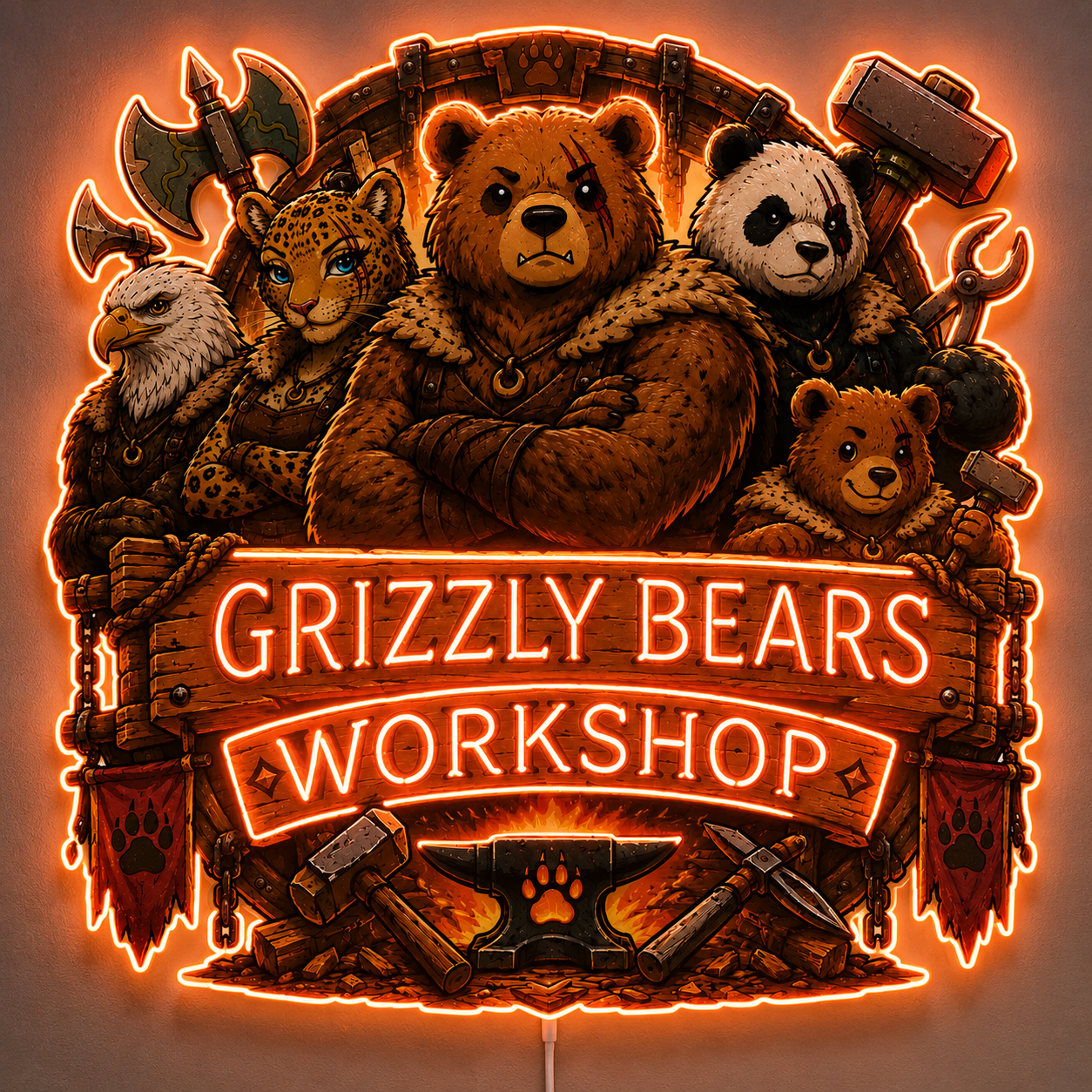GRIZZLY BEARS WORKSHOP Custom LED Neon Sign (LED preview)
