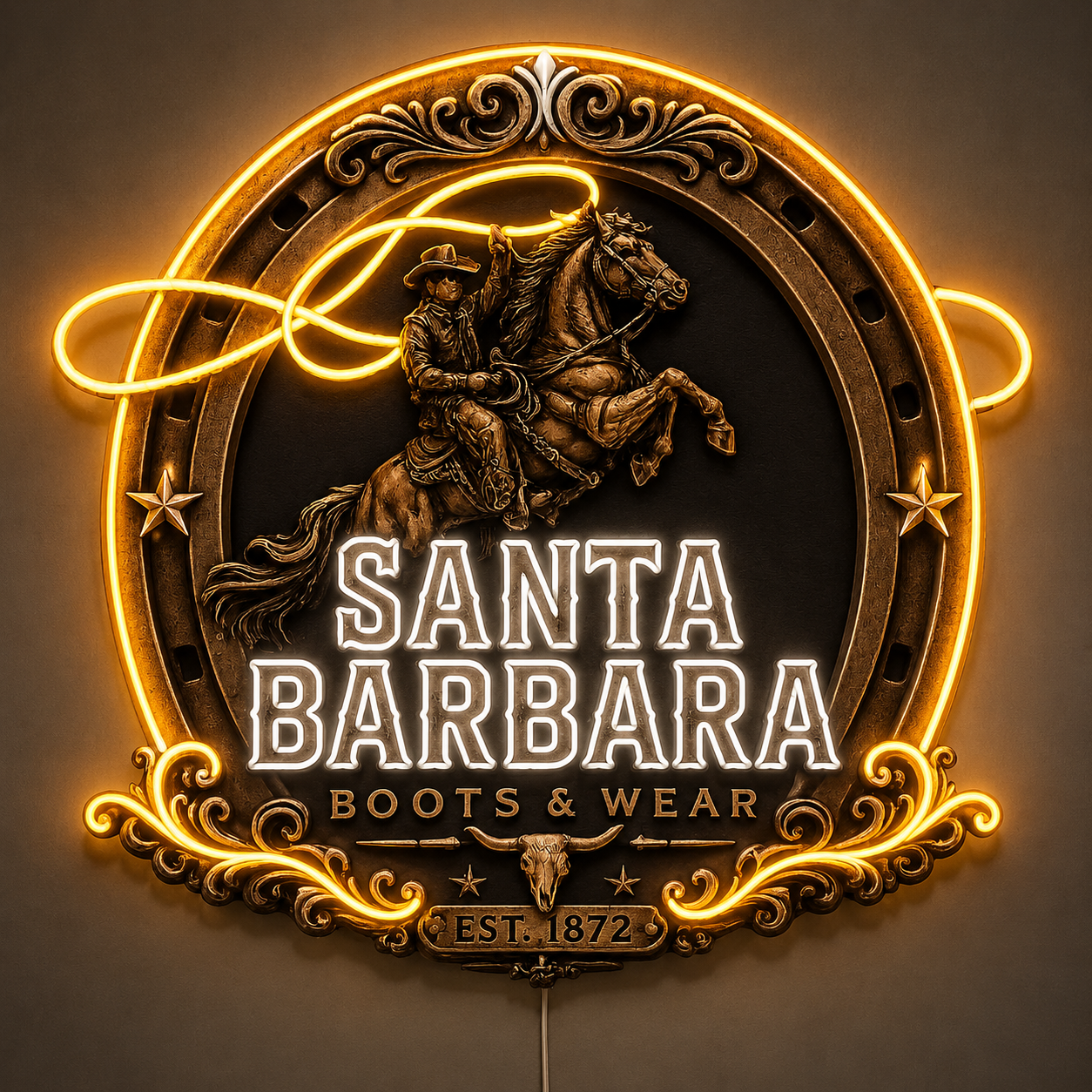 SANTA BARBARA BOOTS & WEAR EST. 1872 Custom LED Neon Sign (LED preview)