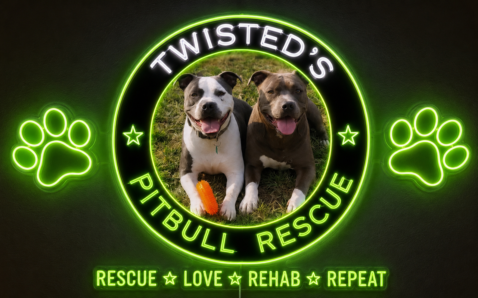 TWISTED'S PITBULL RESCUE Custom LED Neon Sign (LED preview)