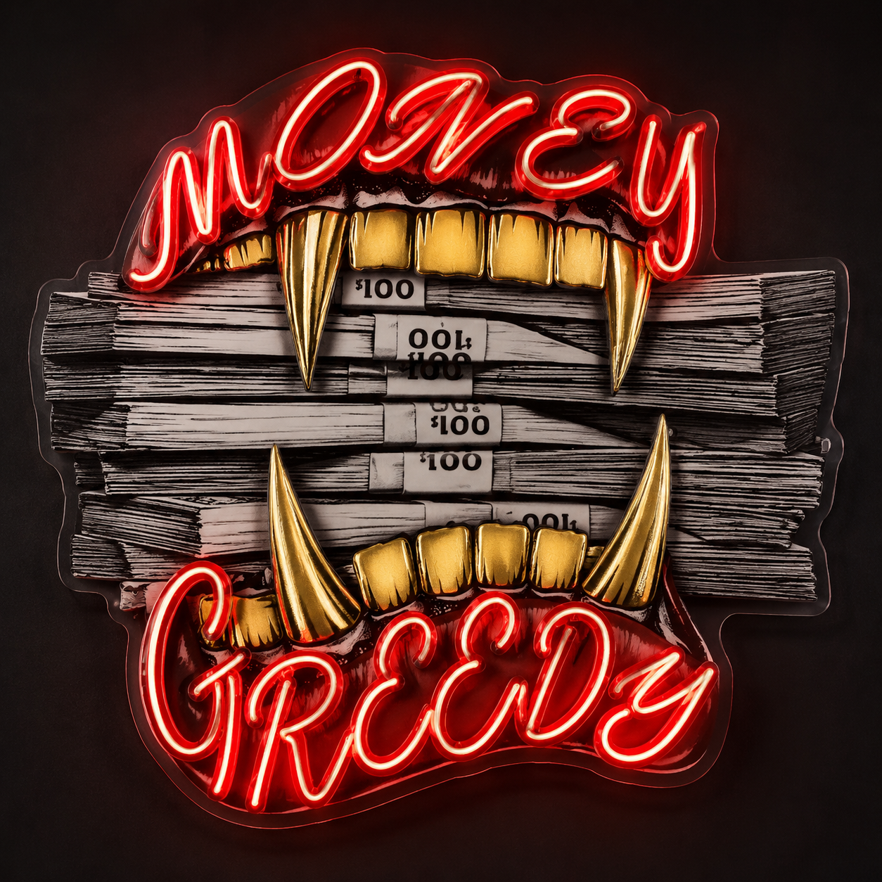 MONEY GREEDY Custom LED Neon Sign (LED preview)