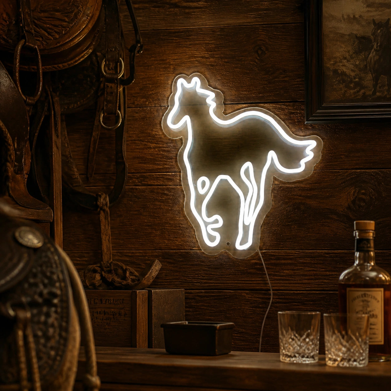 Standing Horse Outline Vintage LED Neon Sign real lifestyle scene