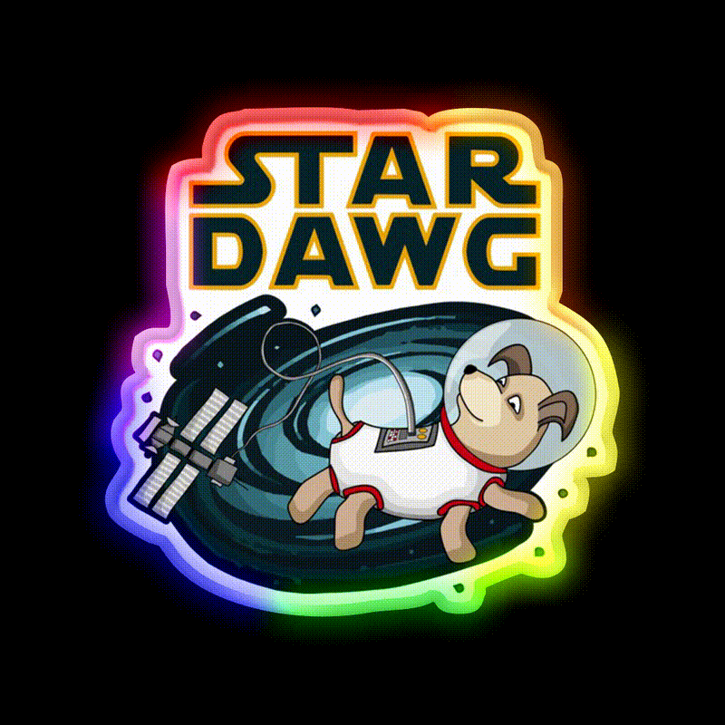 Star Dawg Strain Artwork Hemp Inspired Green Leaf Led Neon Sign Rgb Color - LED neon sign close-up detail