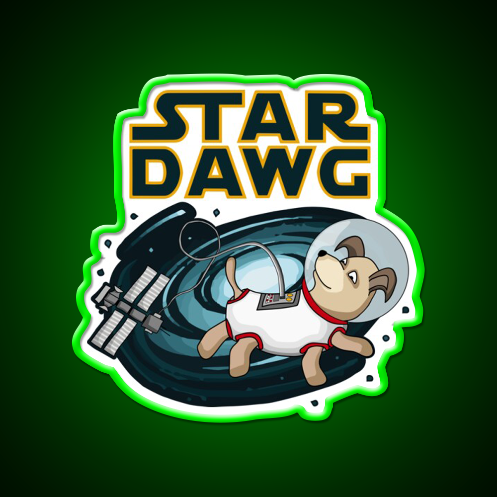 Star Dawg Strain Artwork Hemp Inspired Green Leaf Led Neon Sign Rgb Color - LED neon sign view 8