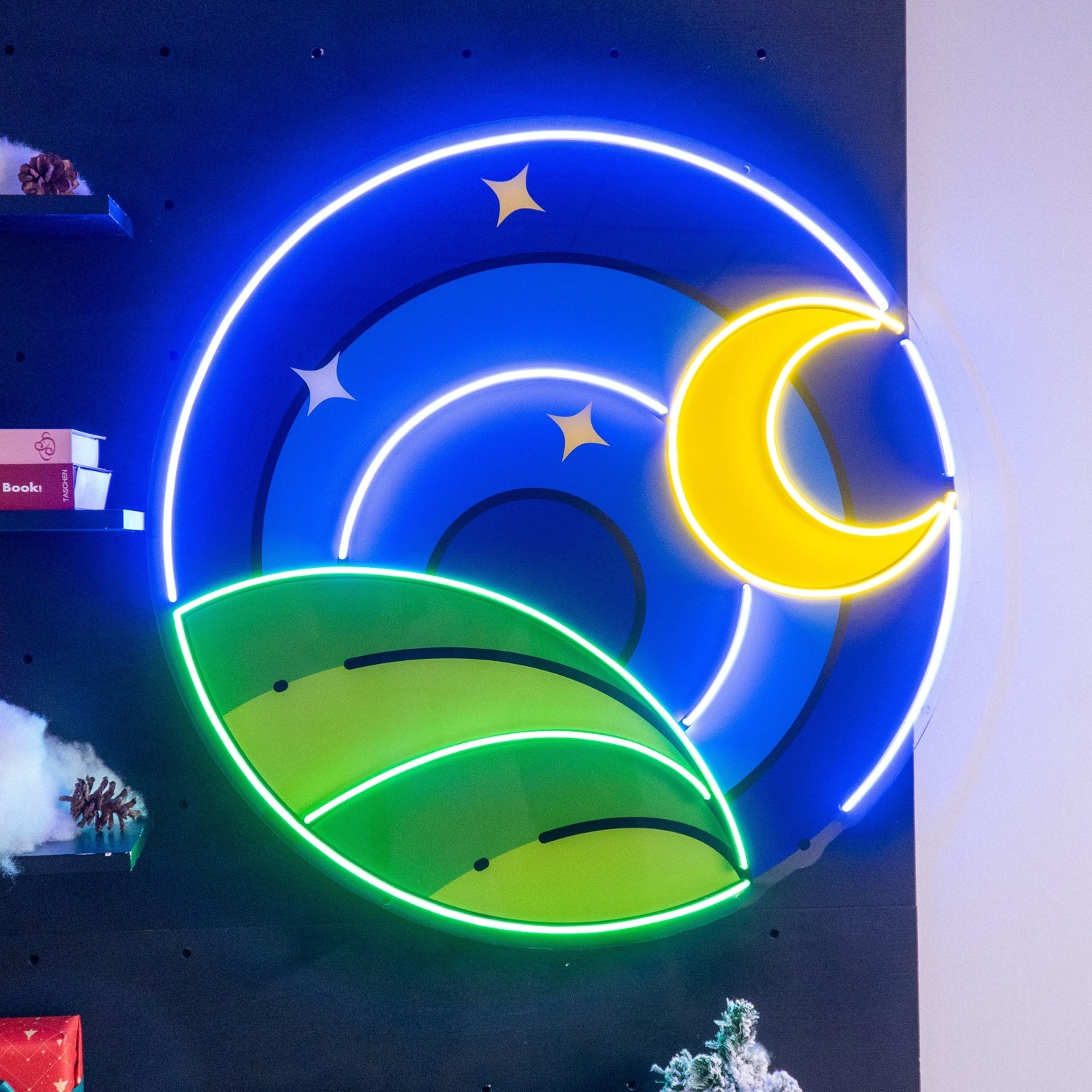 Starry Moon Leaves Uv Printed Led Neon Sign For Indoor Wall Decor | Shineneon