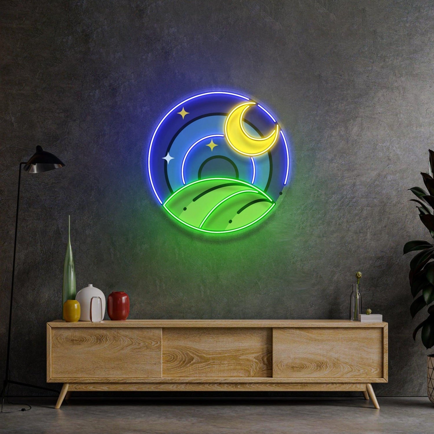 Starry Moon Leaves Uv Printed Led Neon Sign For Indoor Wall Decor | Shineneon