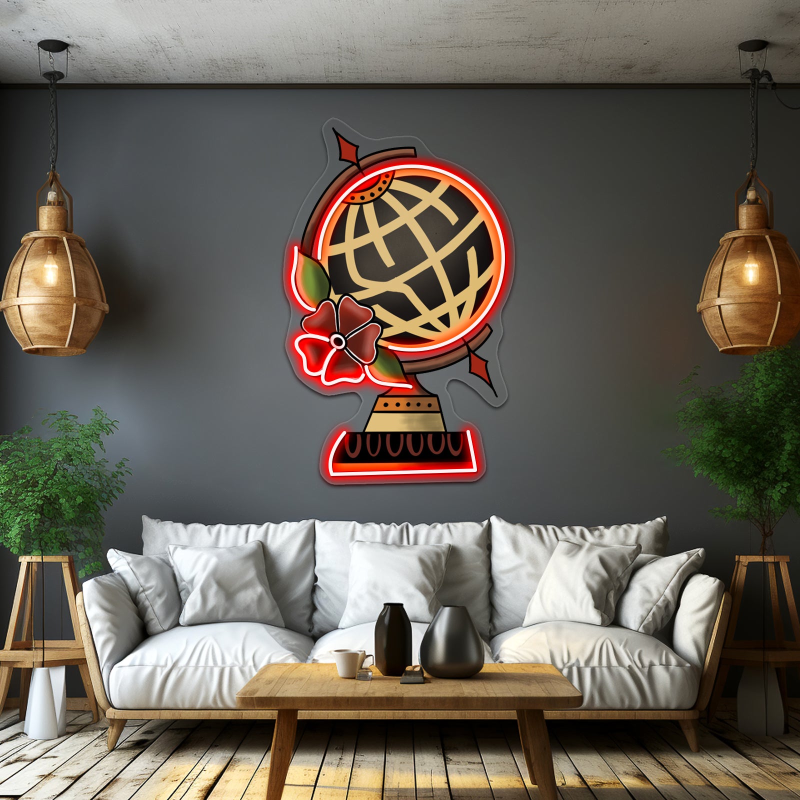 State Champs Around The World And Back Globe Artwork Neon Signs For Sale | Shineneon
