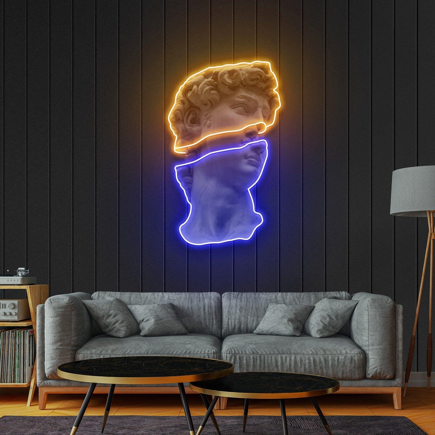 Statue Of David Blue Glow Uv Printed Led Neon Sign For Art Gallery Decor | Shineneon