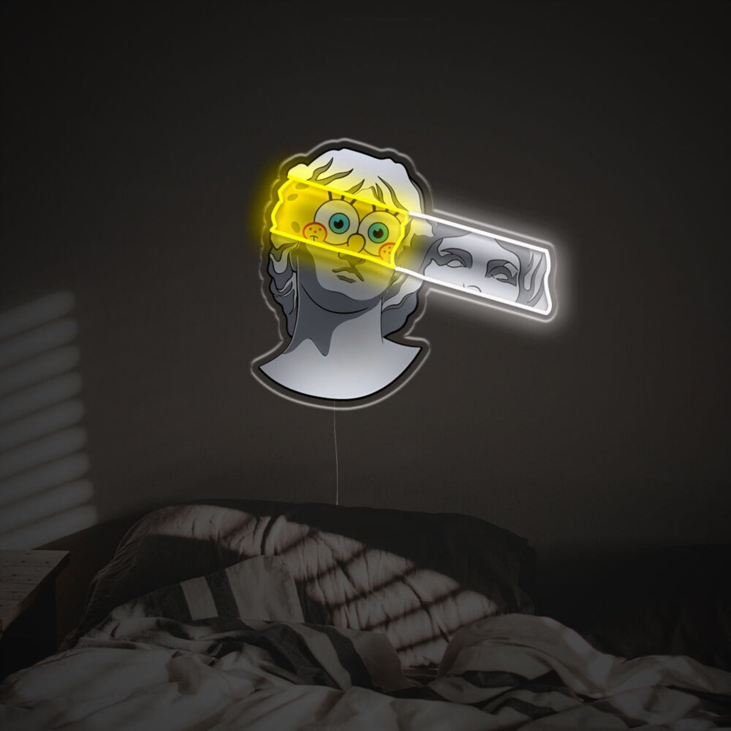 Statue With Spongebob Face Led Neon Acrylic Artwork | Shineneon