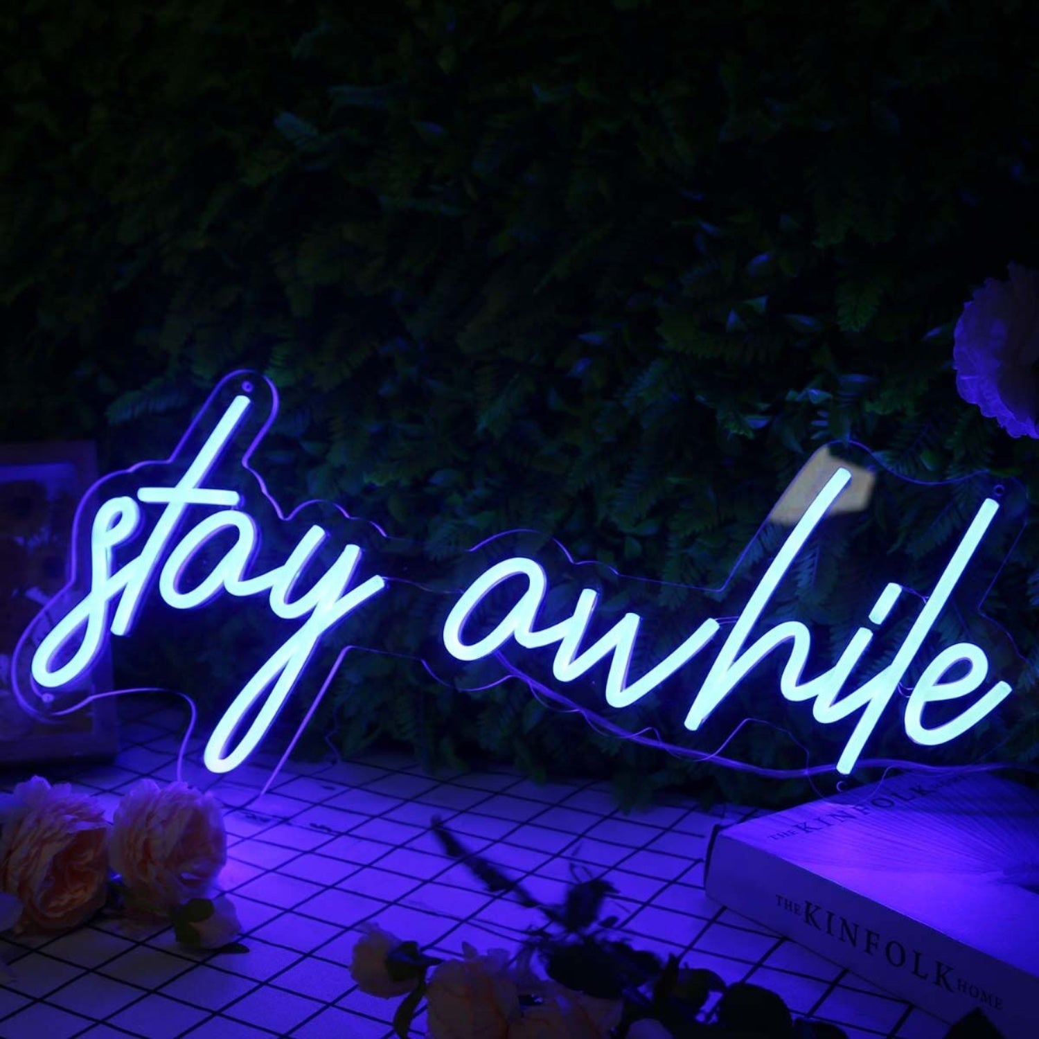 Stay A While Blue Led Neon Sign - Shineneon