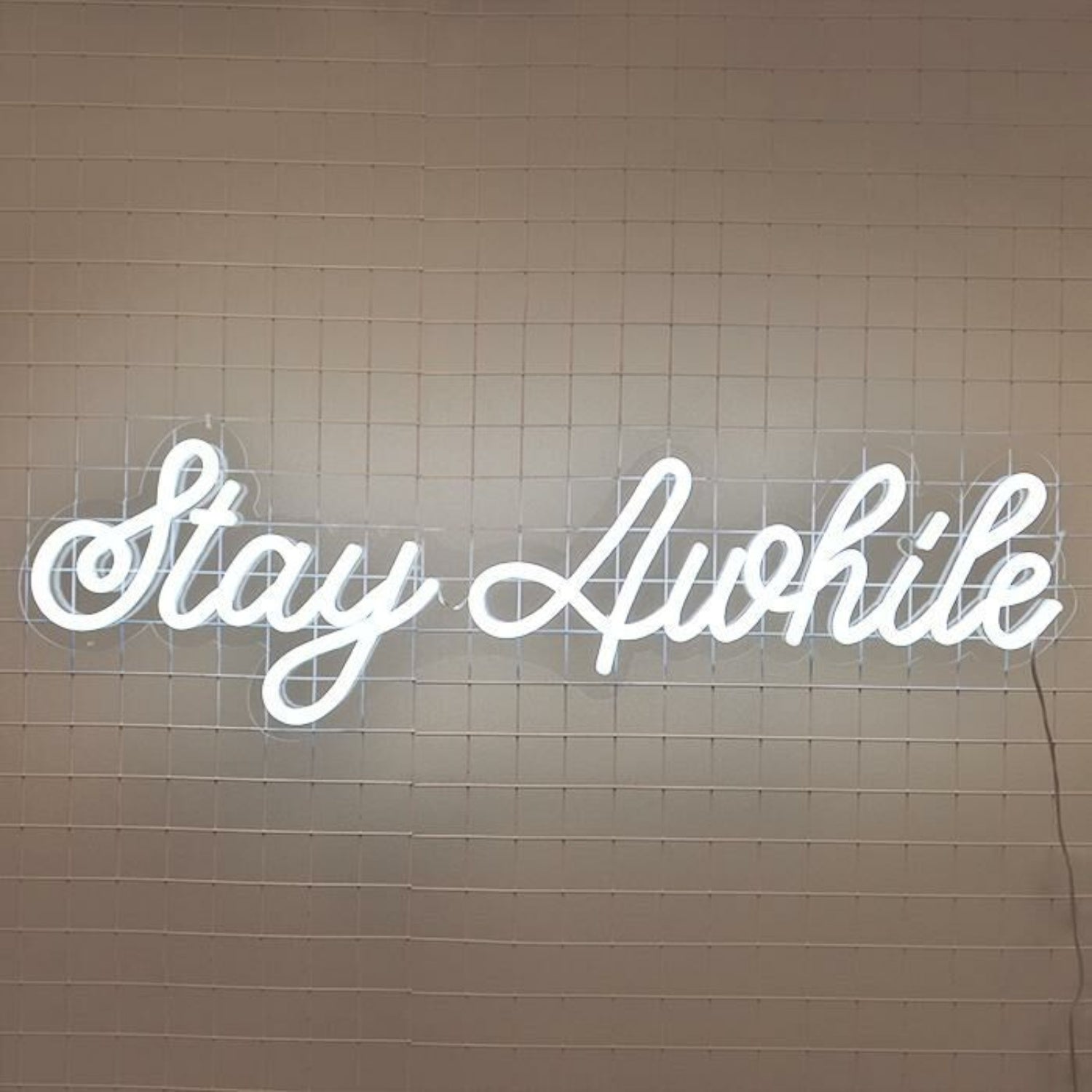 Stay Awhile Led Neon Sign Cozy Living Room Settings - Shineneon