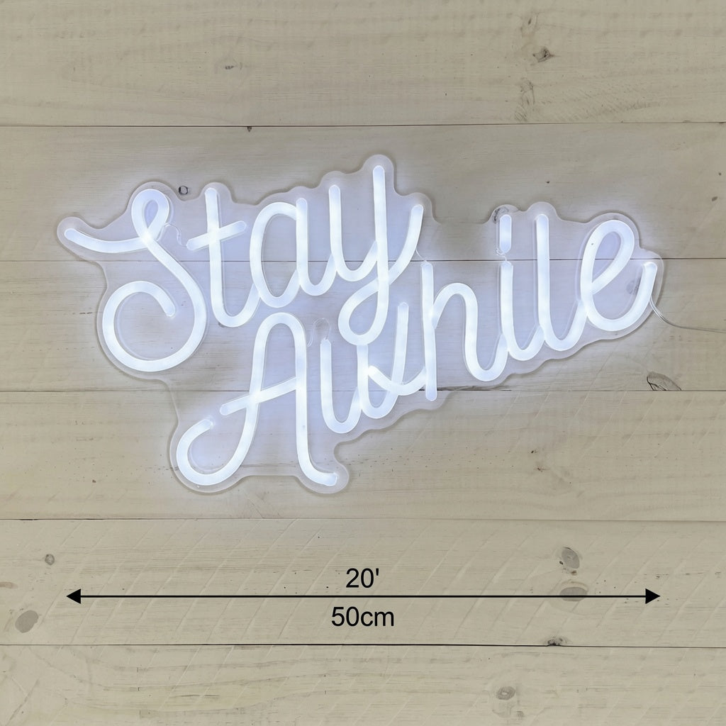 Stay Awhile LED Neon Sign Home Wall Art - 04 Size Image