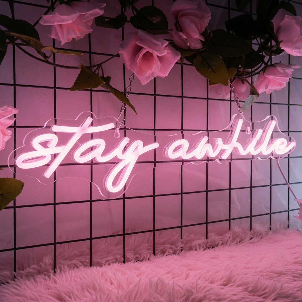 Stay Awhile LED Neon Sign Living Room Decor - 01 Original Product Image