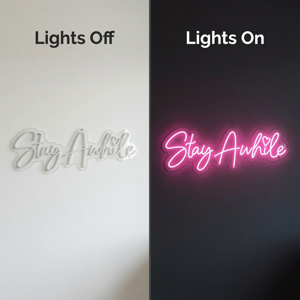 Stay Awhile Minimal Wall Decor LED Neon Sign - Shineneon