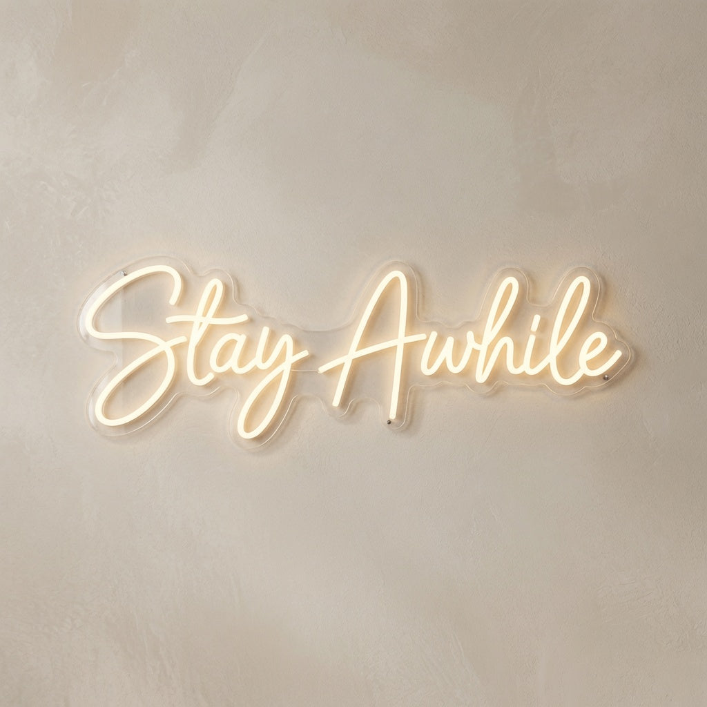 Stay Awhile Mounted LED Neon Sign - 02 High-Converting Product Image