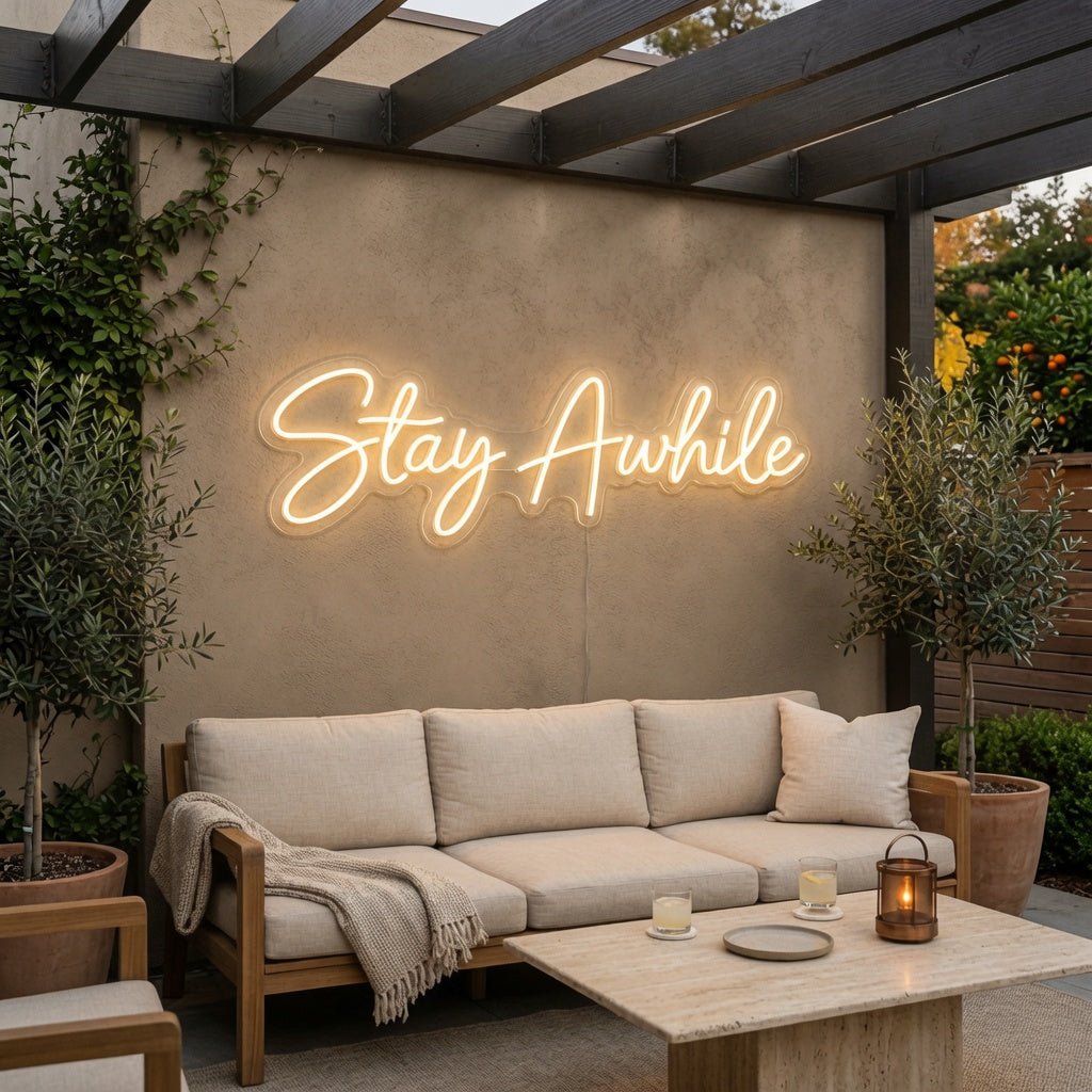 Stay Awhile Mounted LED Neon Sign - Shineneon