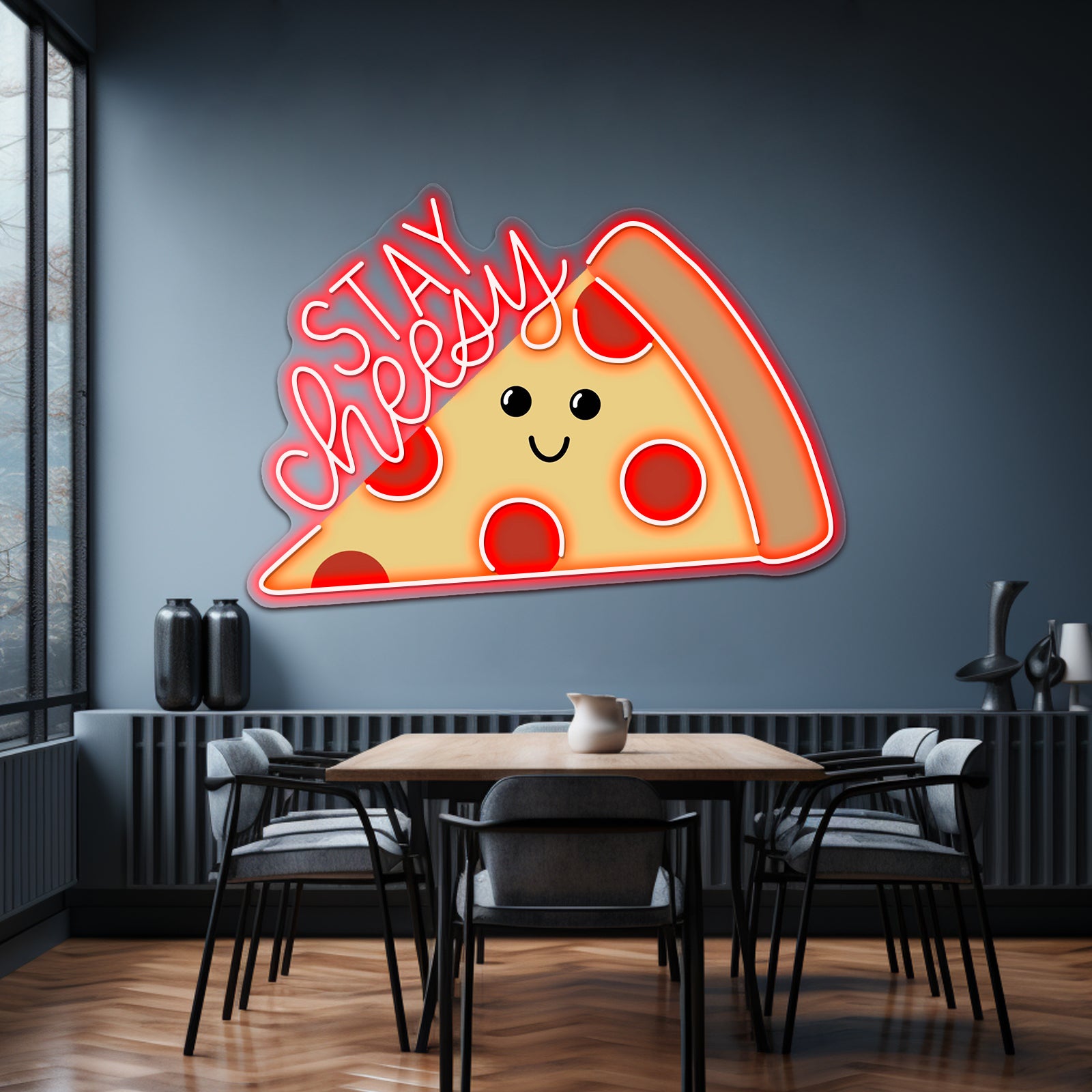 Stay Cheesy Pizza Artwork Led Neon Signs | Shineneon