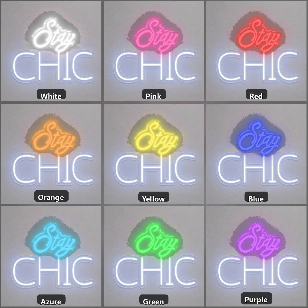 Stay Chic LED Neon Sign Garage Man Cave Neon Sign color grid