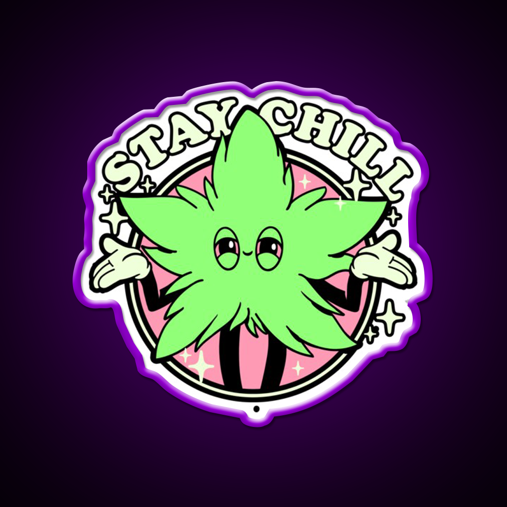 Stay Chill Hemp Inspired Green Leaf Led Neon Sign Rgb Color - LED neon sign view 9