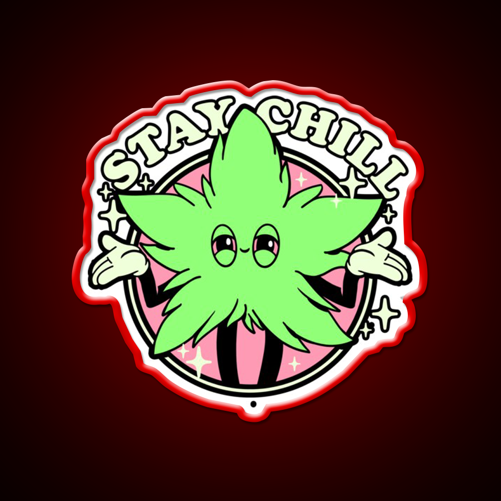 Stay Chill Hemp Inspired Green Leaf Led Neon Sign Rgb Color - LED neon sign view 10
