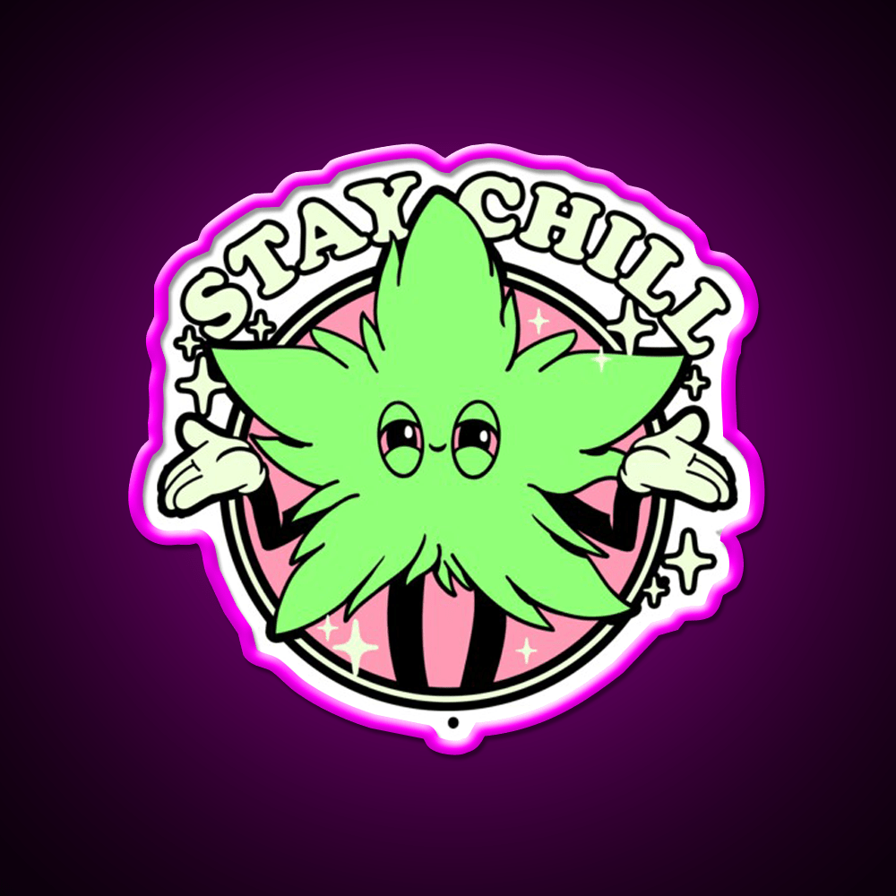 Stay Chill Hemp Inspired Green Leaf Led Neon Sign Rgb Color - Shineneon