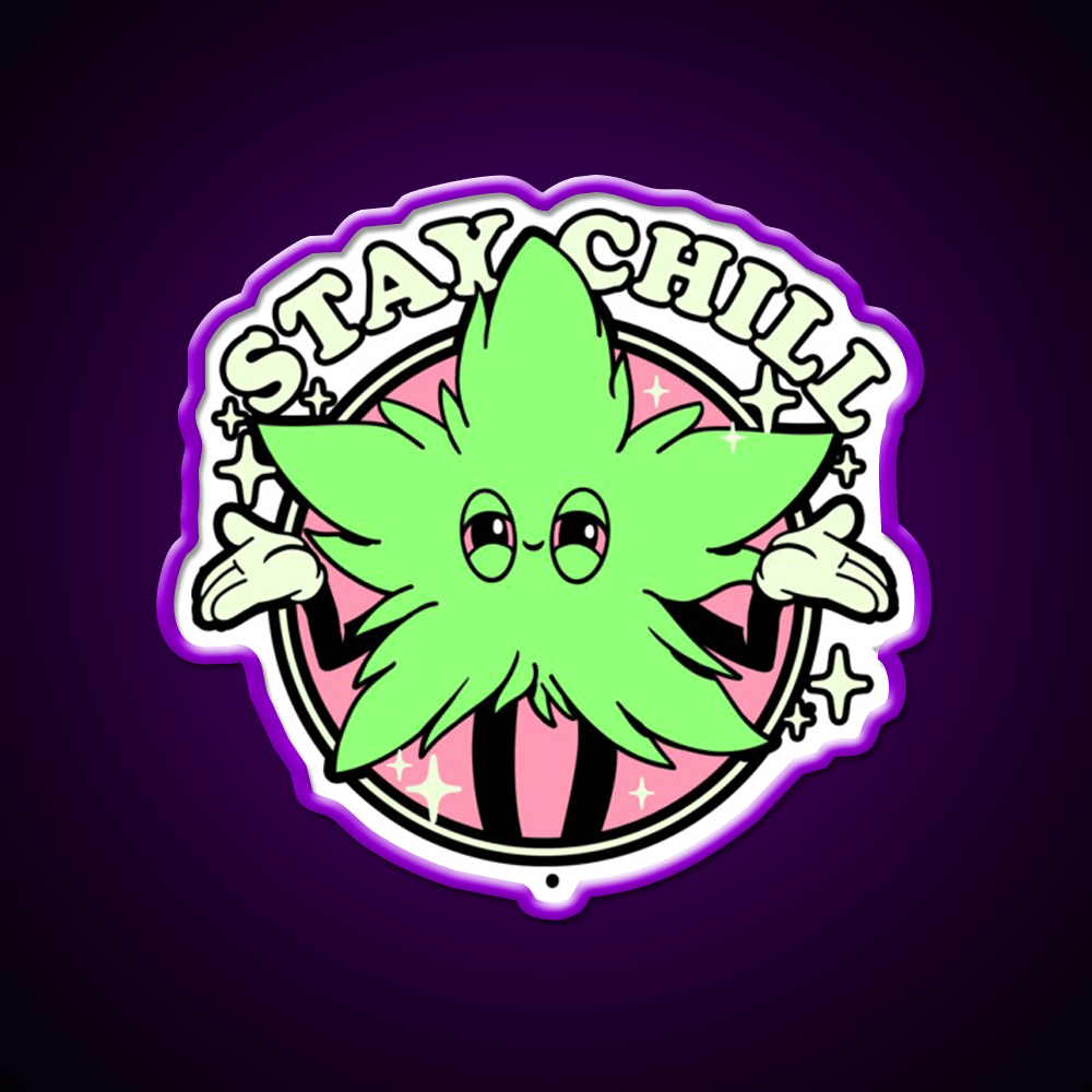 Stay Chill Hemp Inspired Green Leaf Led Neon Sign Rgb Color - Shineneon