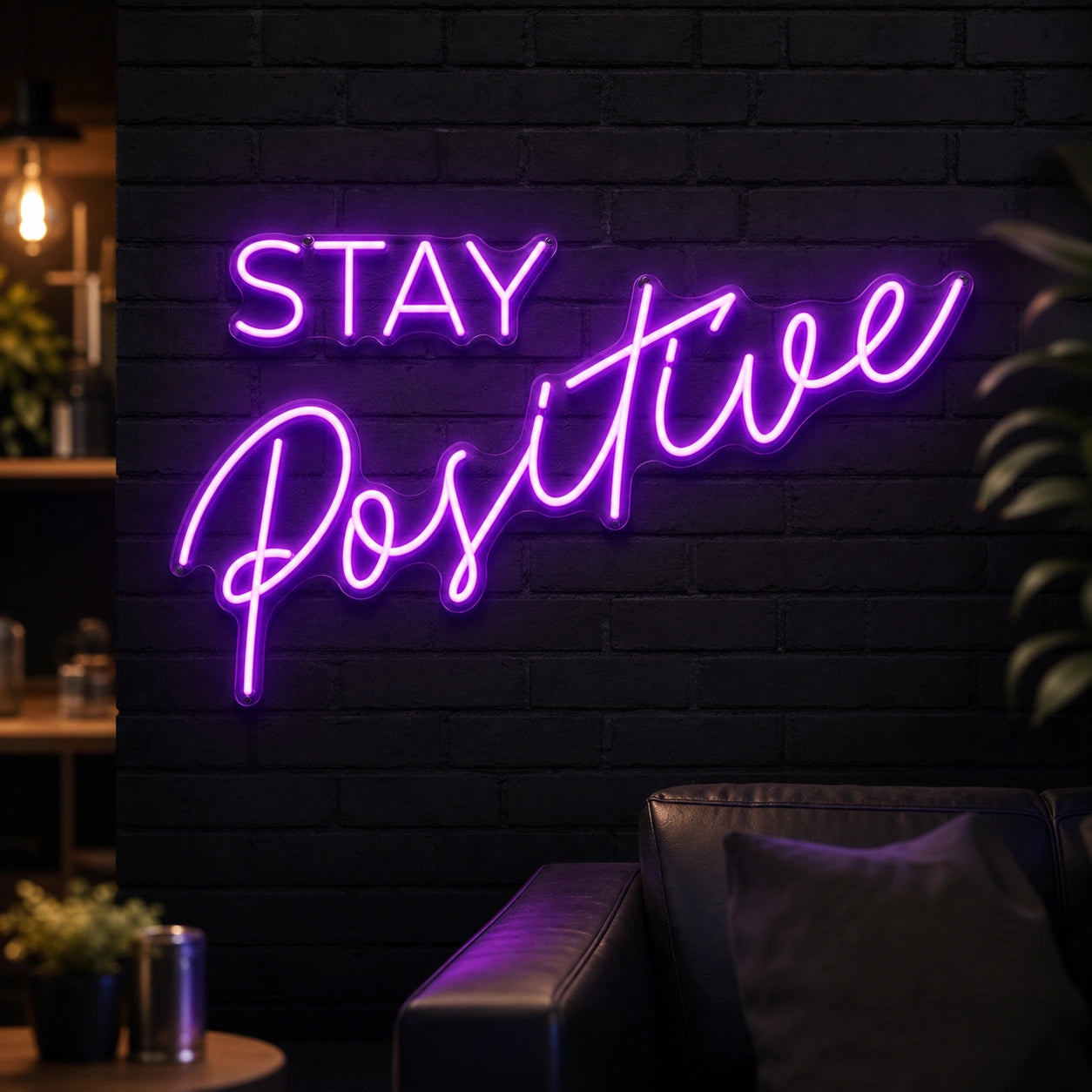 Stay Positive LED Neon Sign Garage Man Cave Neon Sign high-converting product image