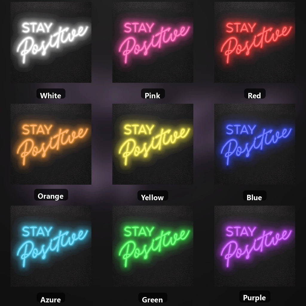 Stay Positive LED Neon Sign Garage Man Cave Neon Sign color grid