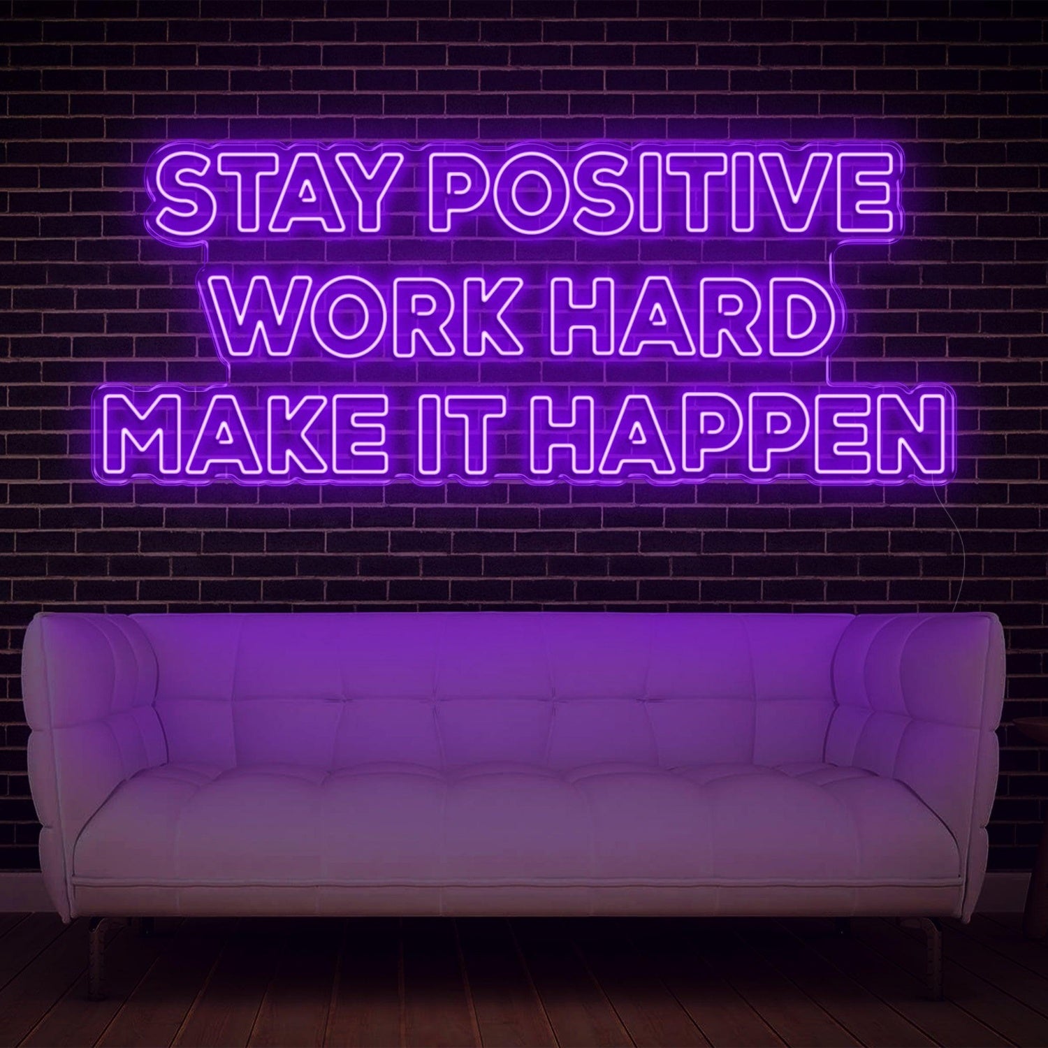 Stay Positive Work Hard Make It Happen Blue Led Neon Sign For Home Office Wall Decor | Shineneon