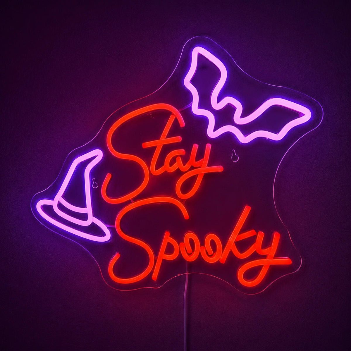 Stay Spooky Bats Witch Hat LED Neon Sign - Shineneon