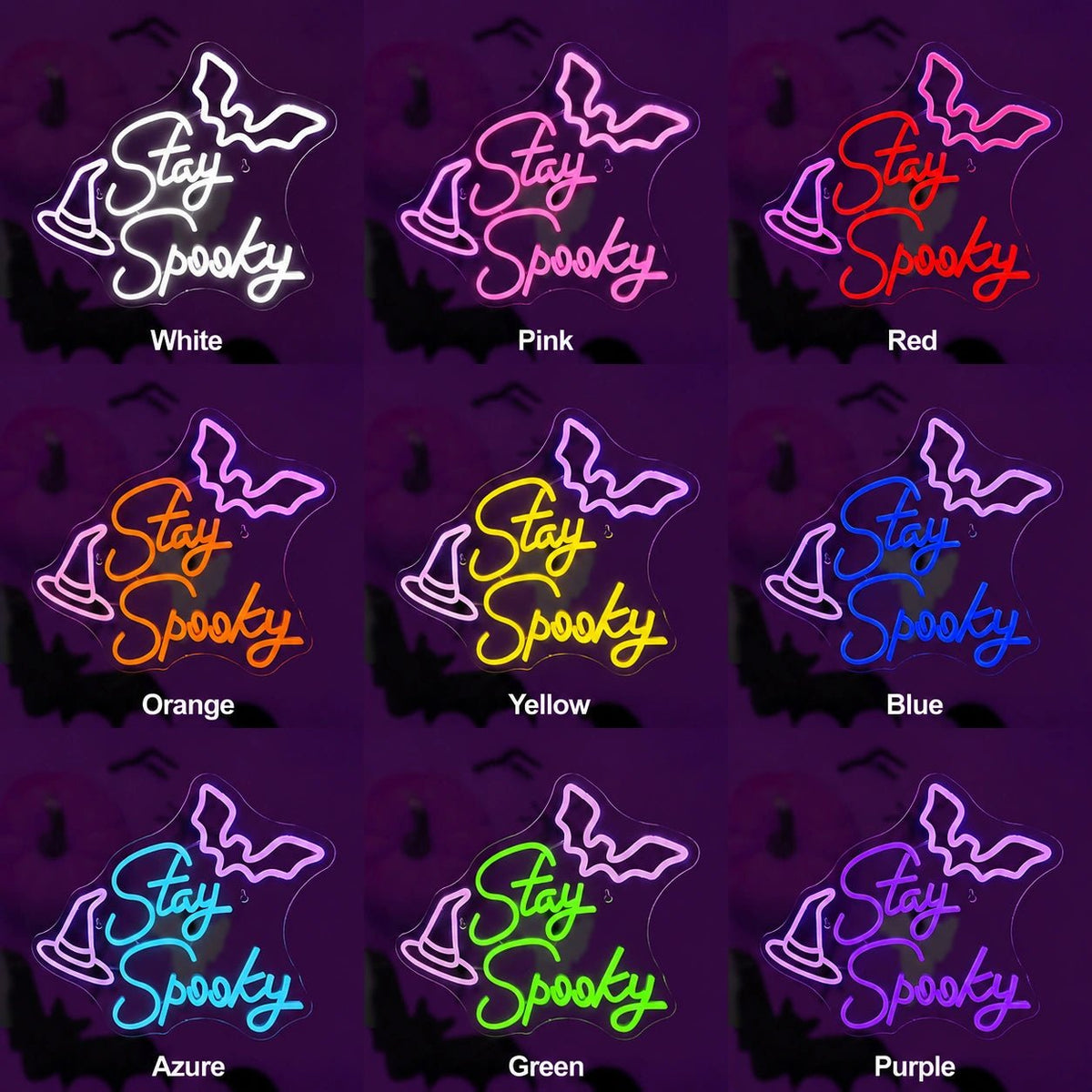 Stay Spooky Bats Witch Hat LED Neon Sign - Shineneon