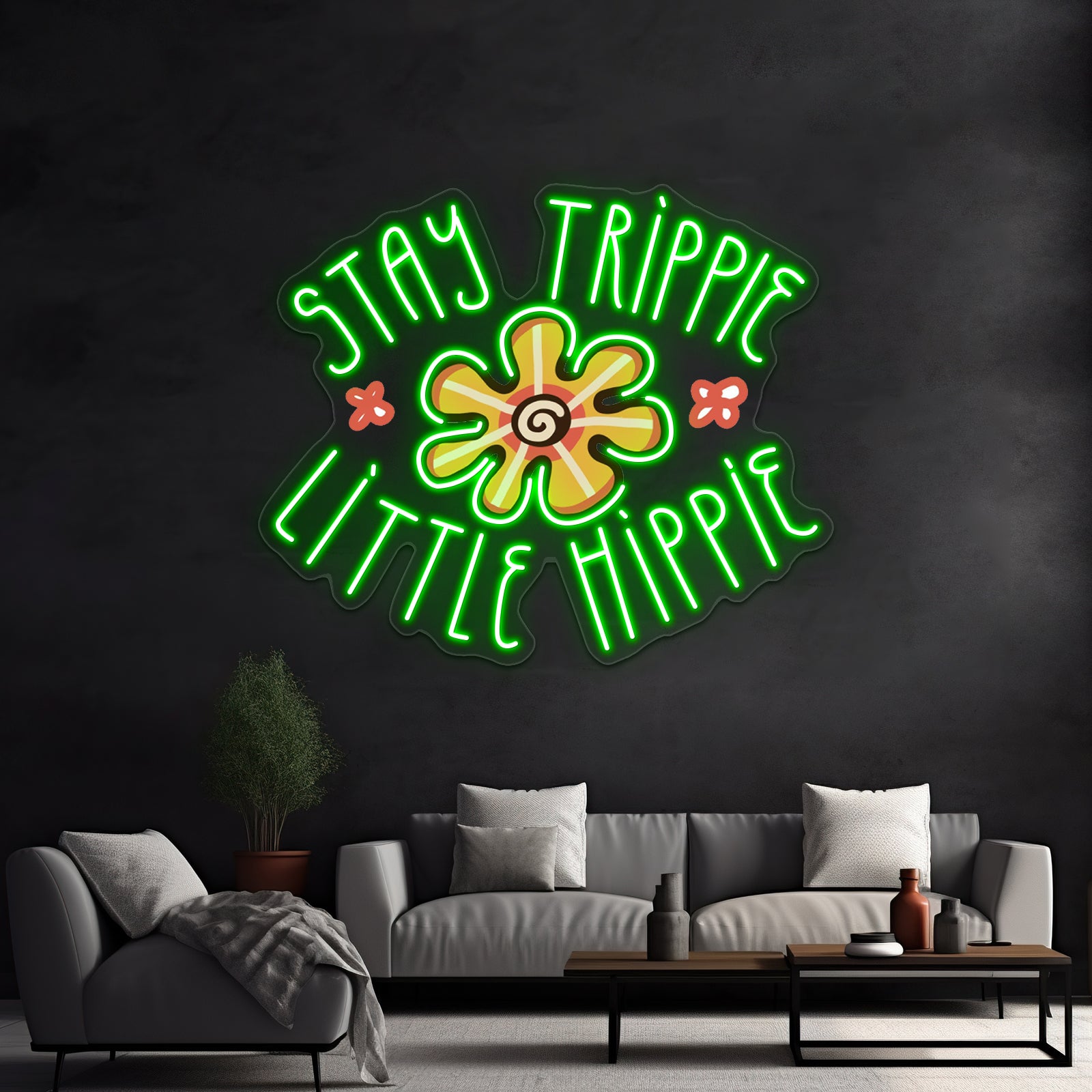 Stay Trippie Little Hippie Flower Neon Sign Artwork For Bar Neon Signs | Shineneon