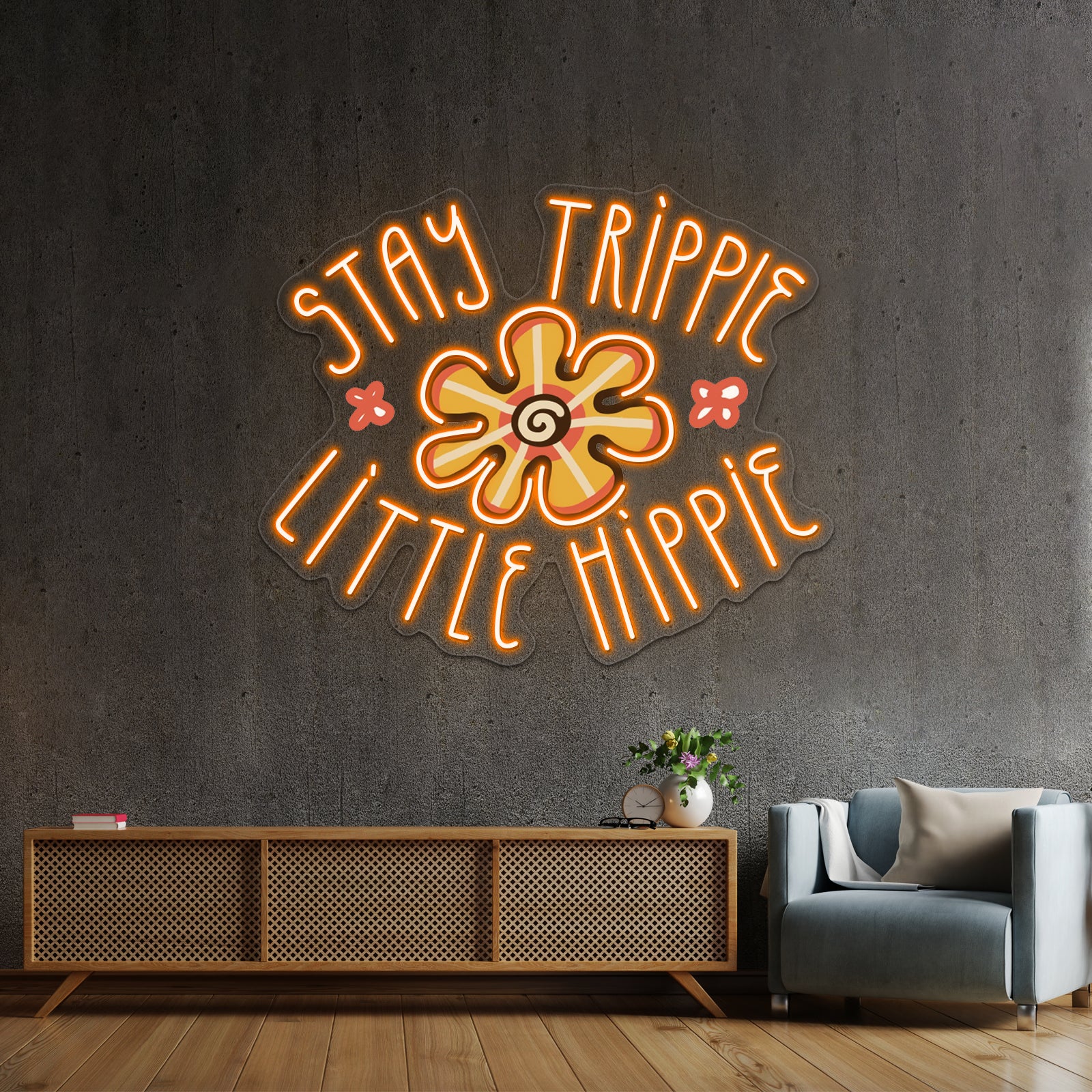 Stay Trippie Little Hippie Flower Neon Sign Artwork For Bar Neon Signs | Shineneon