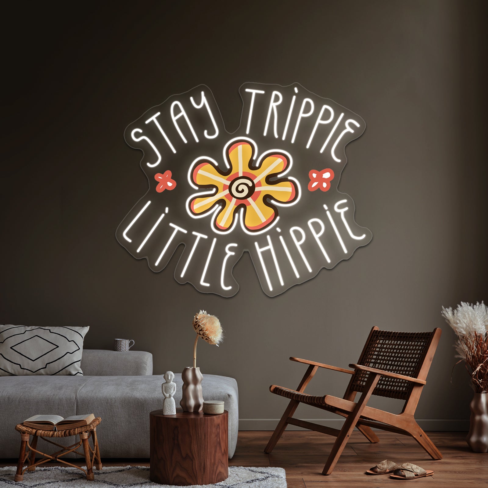 Stay Trippie Little Hippie Flower Neon Sign Artwork For Bar Neon Signs | Shineneon