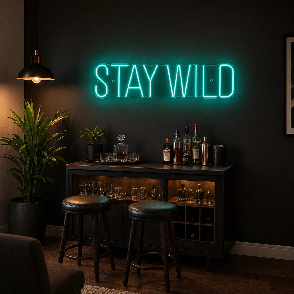 Stay Wild LED Neon Sign Garage Man Cave Neon Sign real lifestyle scene