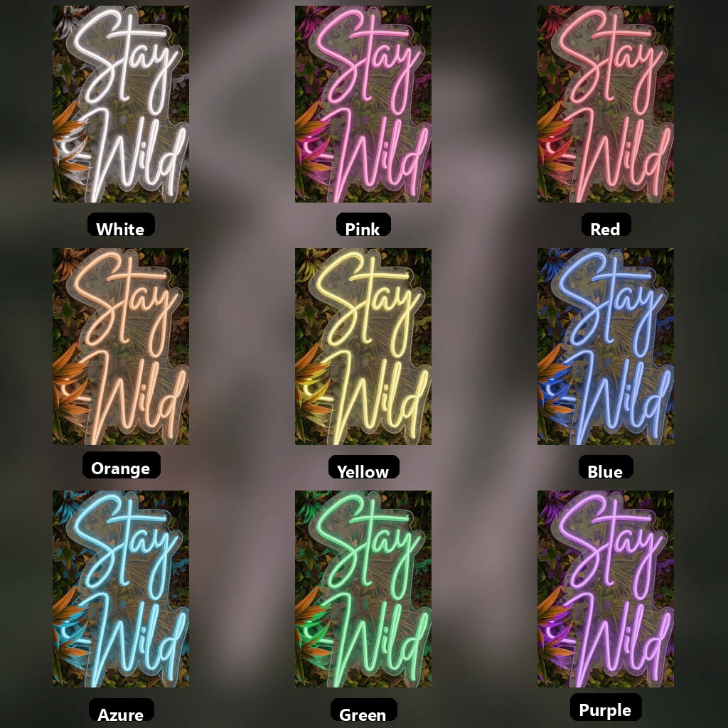 Stay Wild LED Neon Sign Wall Decor - 05 Color Grid