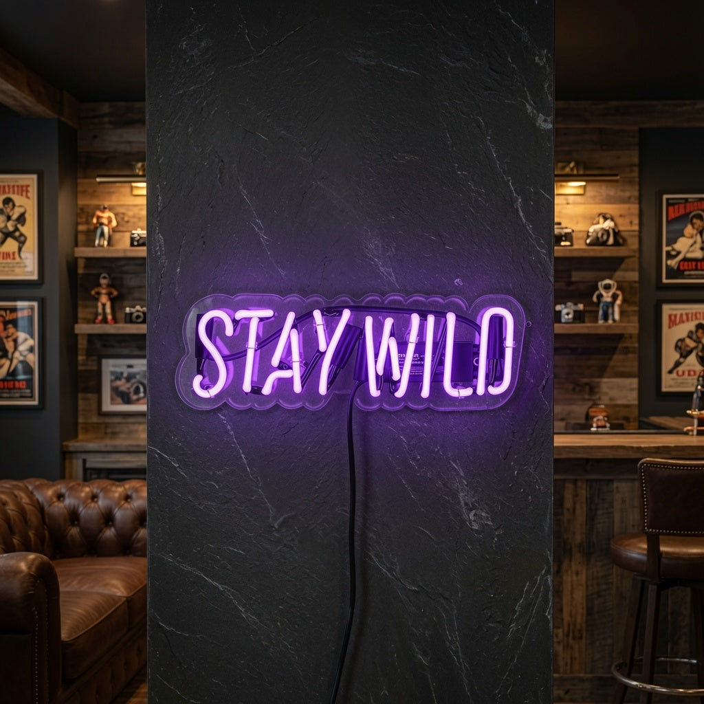 Stay Wild Word Art Wall Decor LED Neon Sign - 03 Real Lifestyle Scene