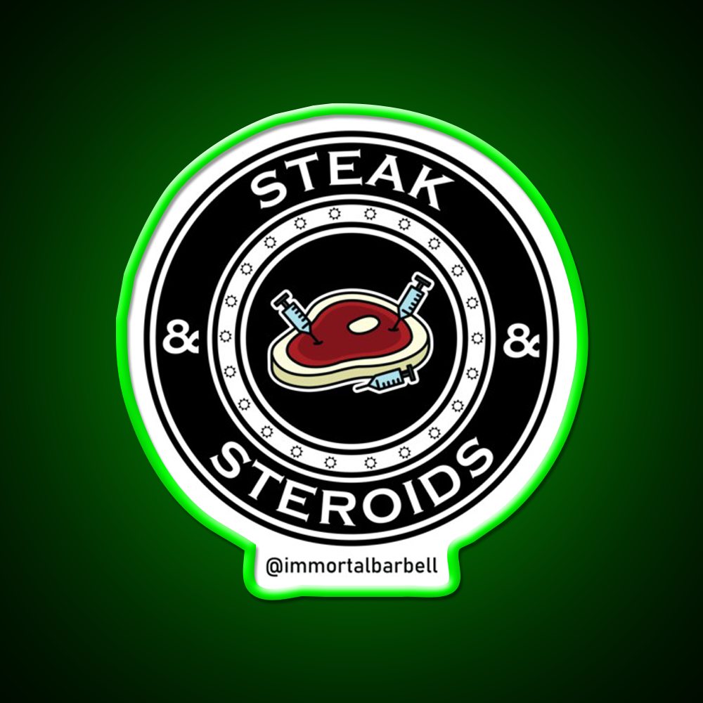 Steak Steroids Gym Fitness Led Neon Sign Rgb Color
