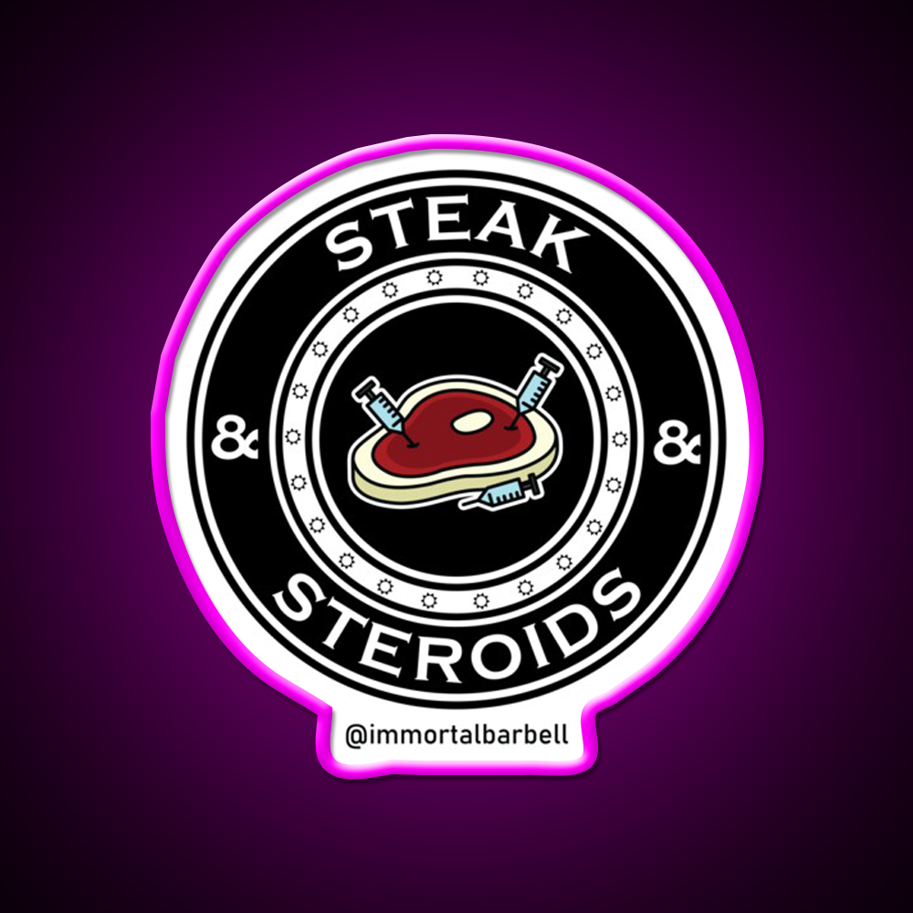 Steak Steroids Gym Fitness Led Neon Sign Rgb Color
