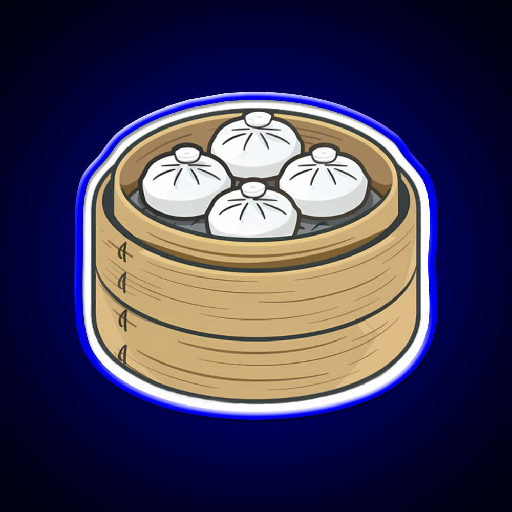 Steamed Buns In A Bamboo Steamer Led Neon Sign Chinese Food Rgb Color - LED neon sign view 5