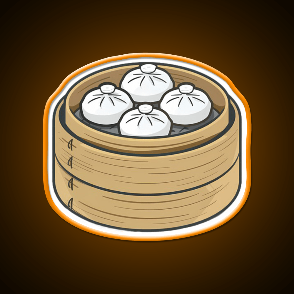 Steamed Buns In A Bamboo Steamer Led Neon Sign Chinese Food Rgb Color - Shineneon